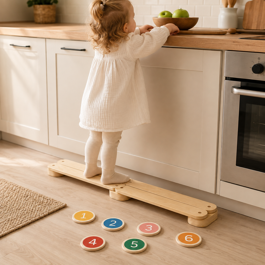 Balancierweg aus Holz mit Zahlensteinen | Balance-Set für Kinder ab 2 Jahren